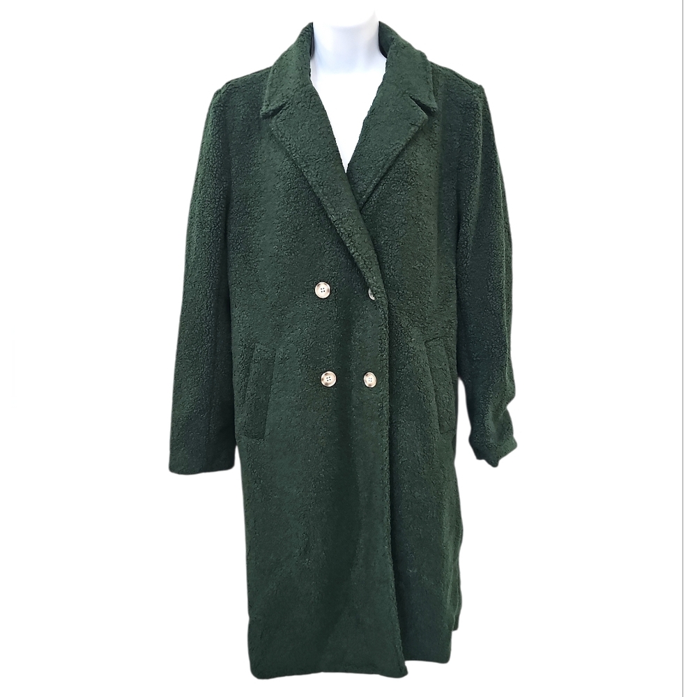 New Wishlist Sherpa Fleece Jacket Women Size S Green Button Front - Picture 3 of 3